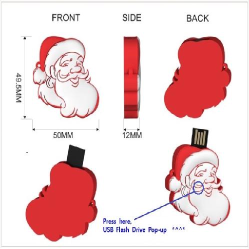 Santa Claus Pop-up USB Flash Drive | Pop-up USB Flash Drive, Cartoon USB Flash Drive, Christmas Gifts, USB Keychain, Data Storage Device