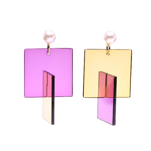 [NARA] Earring MUE-18011 (YELLOWPURPLE) | Earring, pearl, red, navy, acrylic, fashion, korea, woman, red, navy, yellow, purple