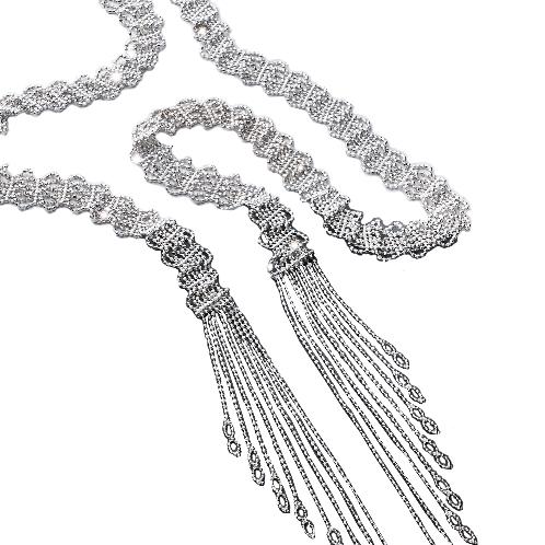 Silver embroidery crafted Scarf Necklaces : K333