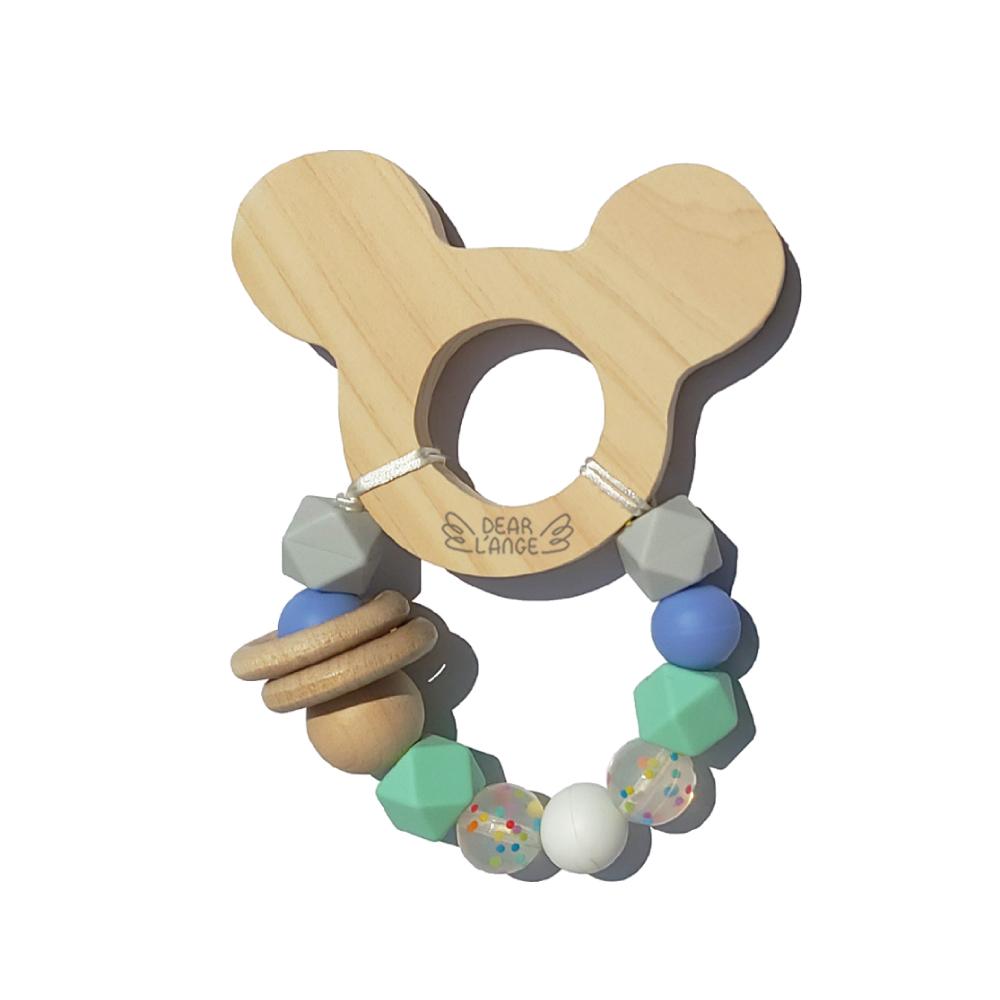Korean Wooden Teething Toy Company, HINOKI WOODEN TEETHER TOY with Rattle