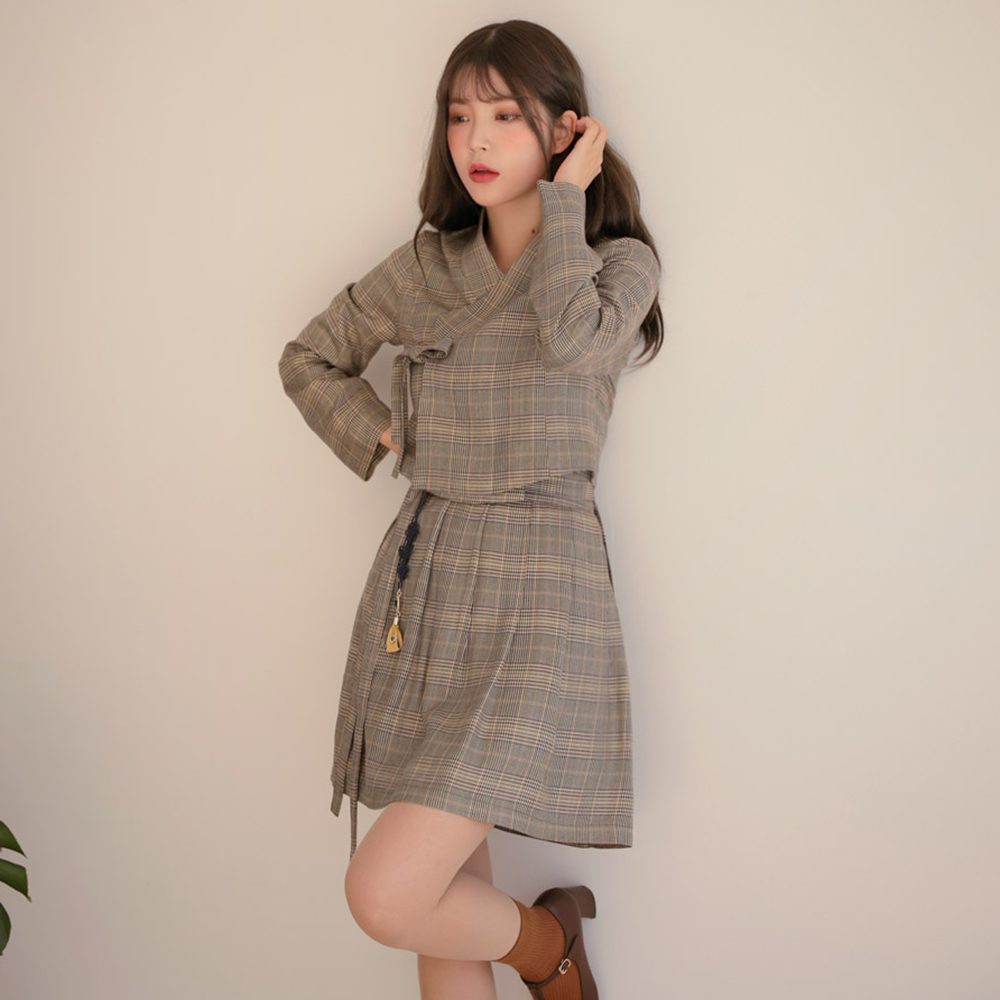 Korean traditional skirt (glen check)