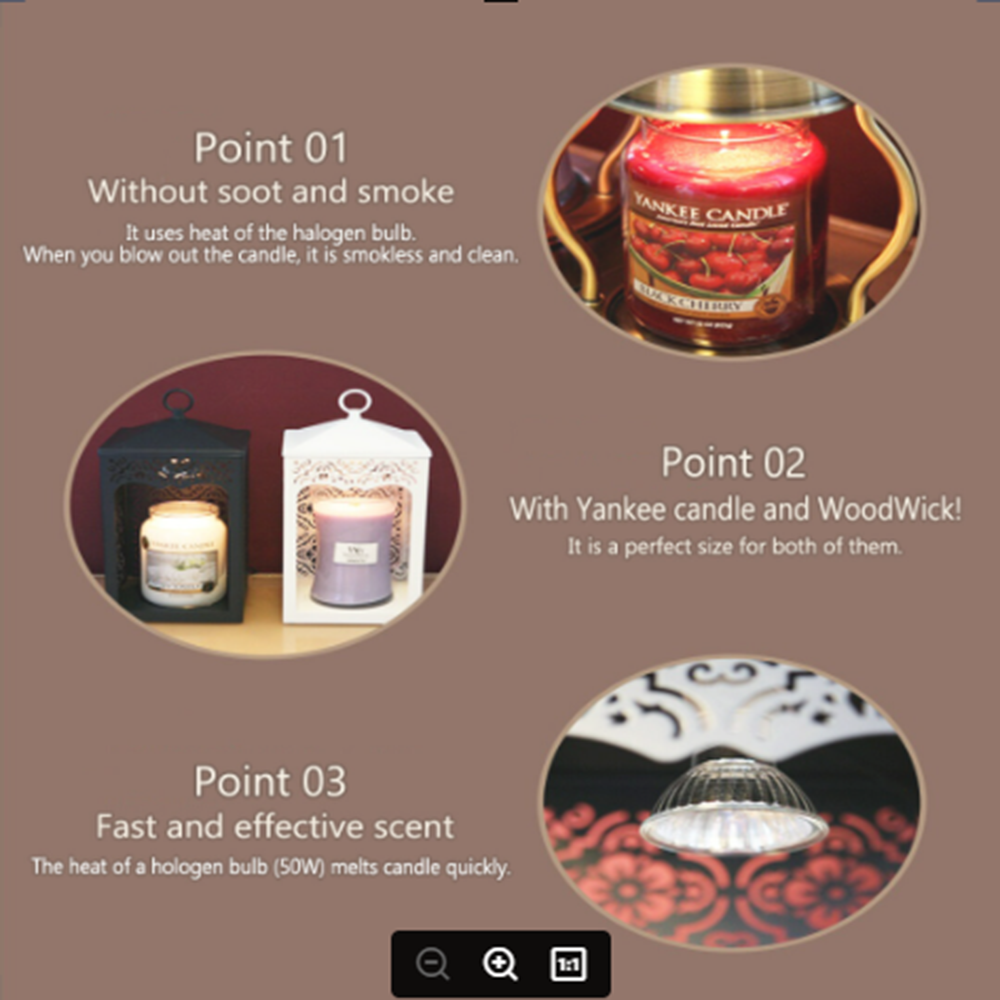 HyunPeople Aroma Candle Candle Lantern Lamp Candle Stand Candle Warmer (Mono) black timer