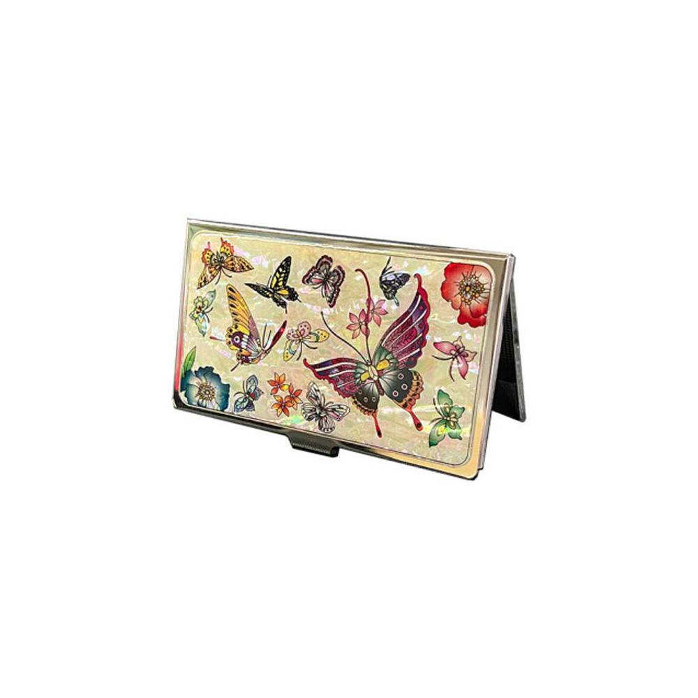 Mother of Pearl Business Card Case (White Butterfly)