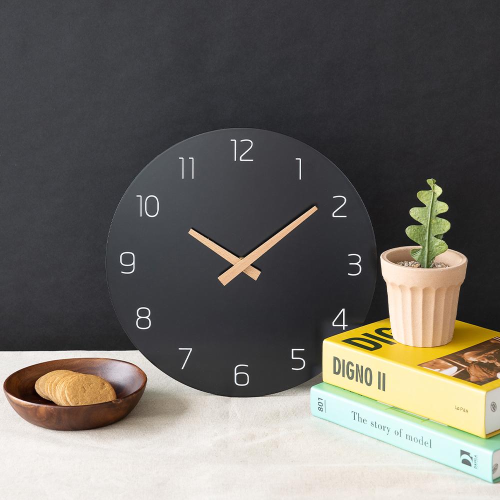 [100STORE] Silent Wall Clock - Simple - Mdf Wood - White - 30cm - 1pcs