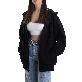 full image Women's Active Zip Up Hoodie, Oversized Loose Casual Jacket