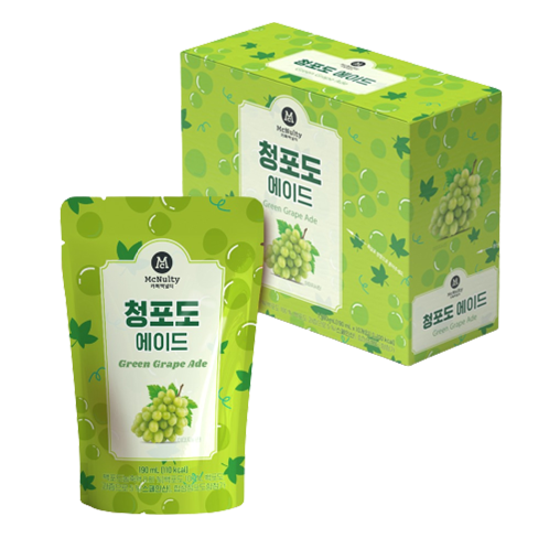 Green grape ade 190ml x 10 pouches | soft drink, ade, beverage, grape ade, korean grape ade, fruit ade