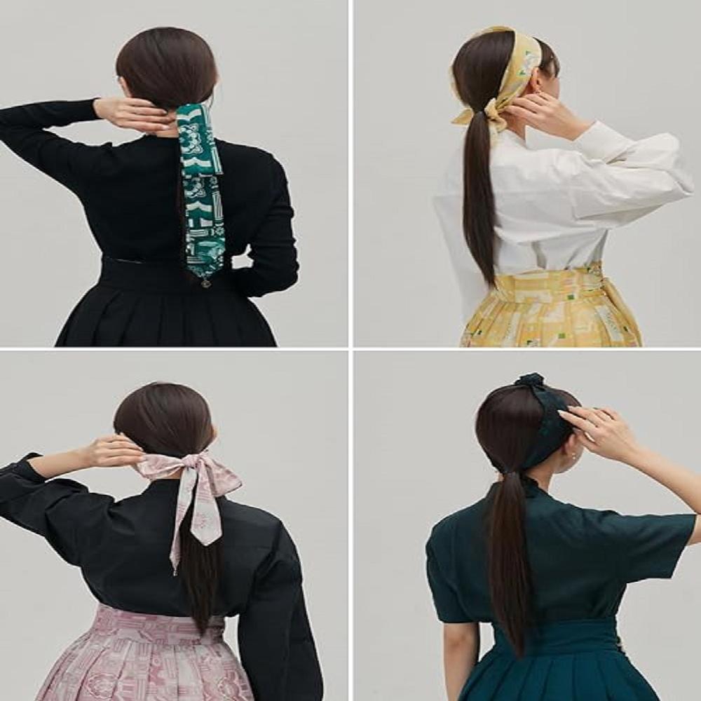 LEESLE Korean Traditional Hanbok HairBand Daenggi Scarf Hair Ribbon Accessroy(47.24in x 2.36in) (YEL