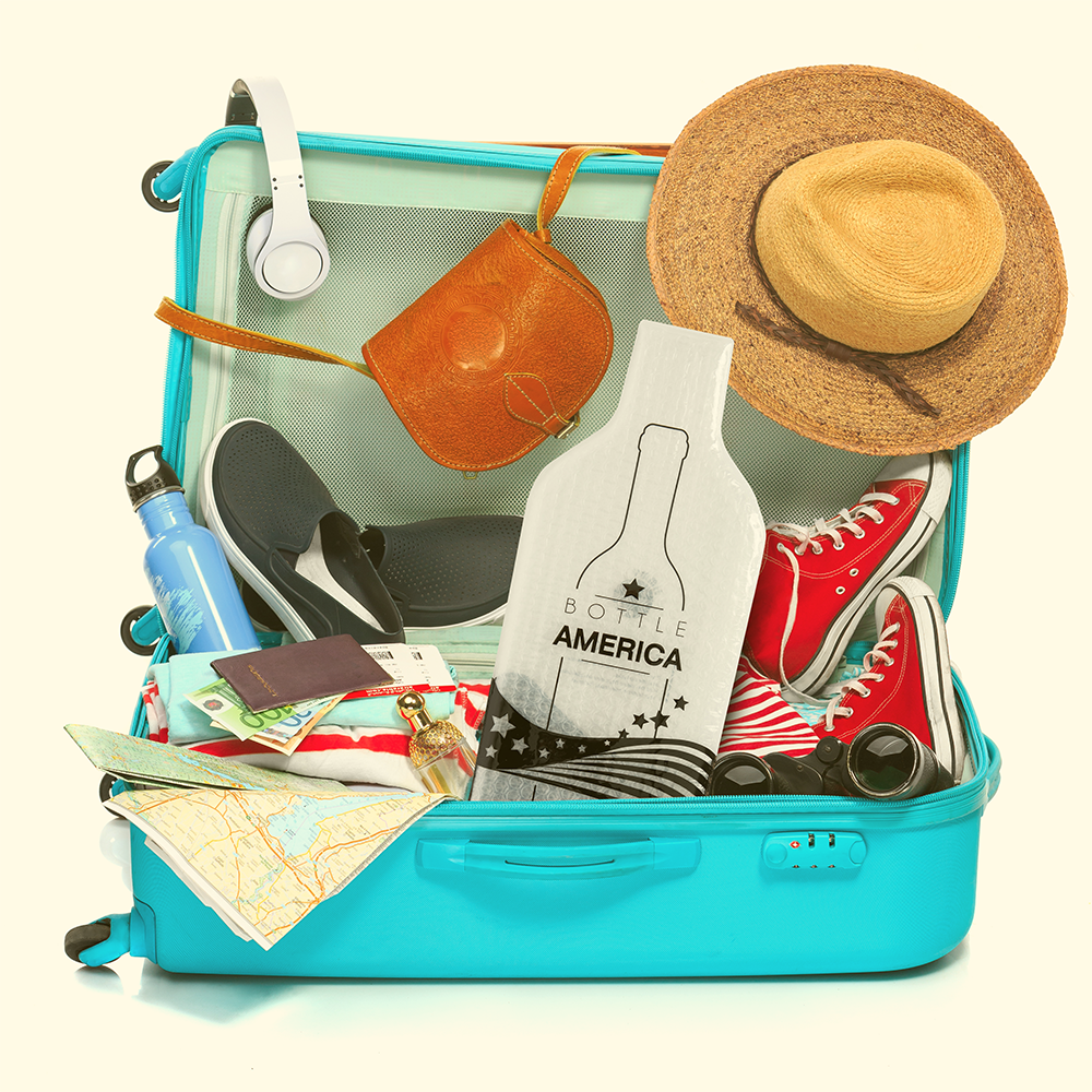 Bottle America  Clearblack (1set 3pcs)  | Reusable Wine Travel Protector Sleeves for Glass Bottles