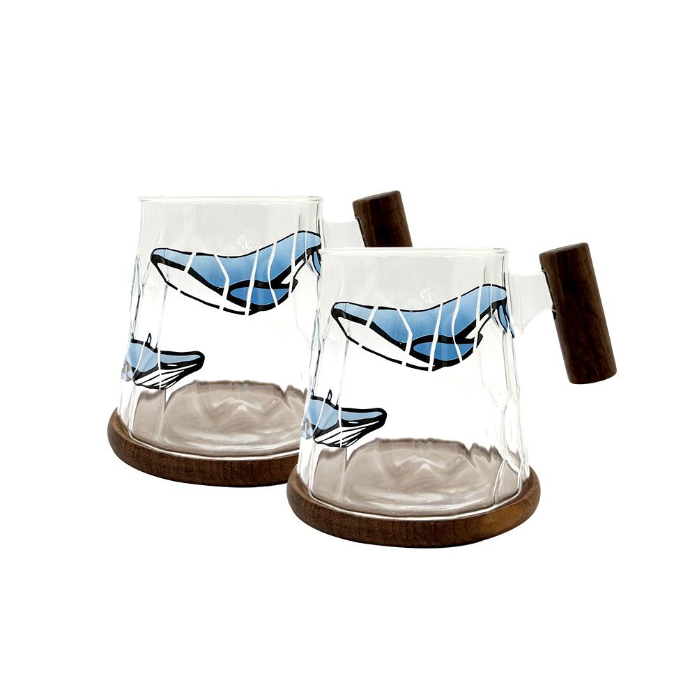 OCEAN WHALE GLASS MUG&COASTER DUO SET
